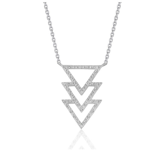Triple Triangle Pendant with Diamonds in 14k White Gold (1/5 cttw) 