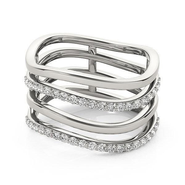 14k White Gold Multiple Band Design Ring with Diamonds (3/8 cttw) 