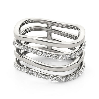 14k White Gold Multiple Band Design Ring with Diamonds (3/8 cttw) 