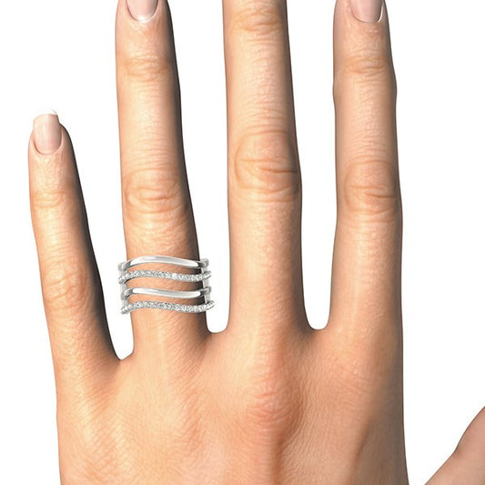 14k White Gold Multiple Band Design Ring with Diamonds (3/8 cttw) 