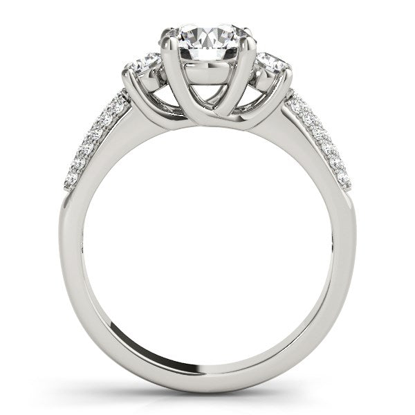 14k White Gold 3 Stone Pave Set Band Diamond Engagement Ring (1 7/8 cttw) 