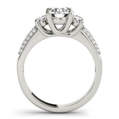 14k White Gold 3 Stone Pave Set Band Diamond Engagement Ring (1 7/8 cttw) 