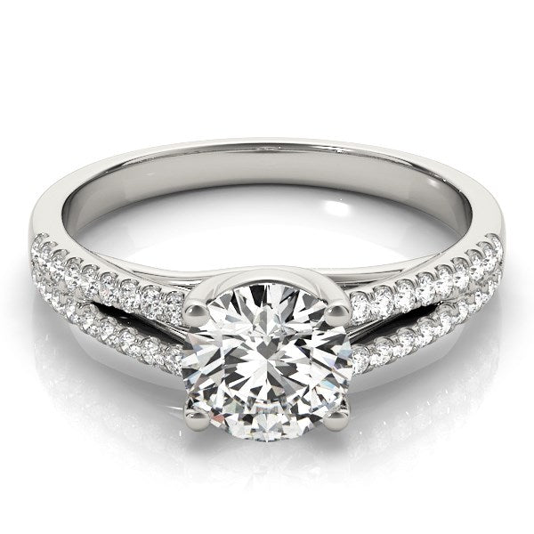 14k White Gold Split Shank Round Diamond Engagement Ring (1 1/8 cttw) 
