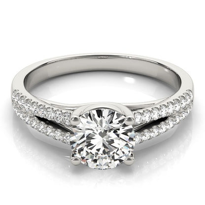 14k White Gold Split Shank Round Diamond Engagement Ring (1 1/8 cttw) 
