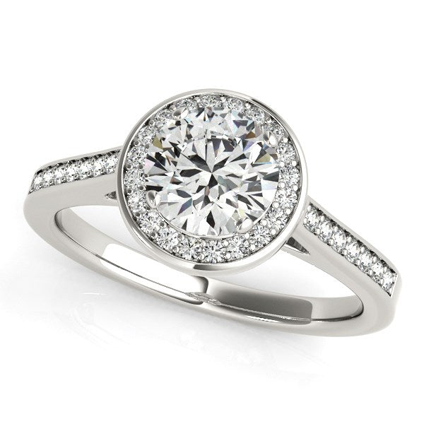 14k White Gold Halo Round Diamond Engagement Ring (1 1/4 cttw) 