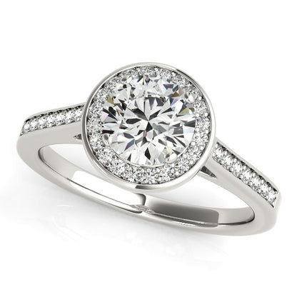 14k White Gold Halo Round Diamond Engagement Ring (1 1/4 cttw) 