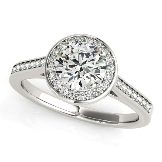 14k White Gold Halo Round Diamond Engagement Ring (1 1/4 cttw) 