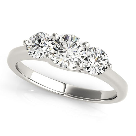 14k White Gold Classic 3 Stone Round Diamond Engagement Ring (1 cttw) 