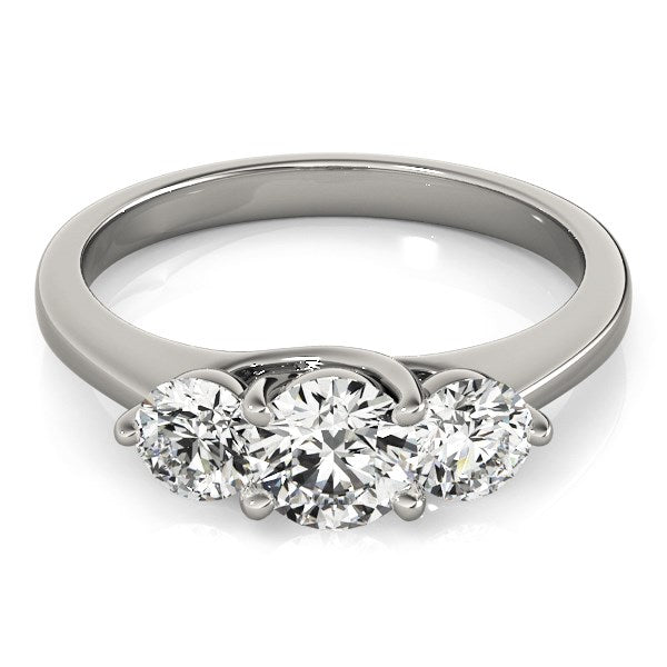 14k White Gold Classic 3 Stone Round Diamond Engagement Ring (1 cttw) 