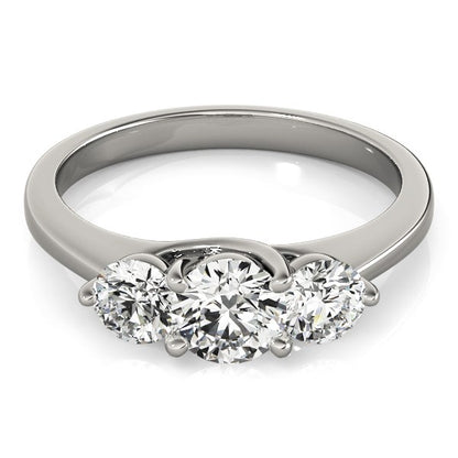 14k White Gold Classic 3 Stone Round Diamond Engagement Ring (1 cttw) 