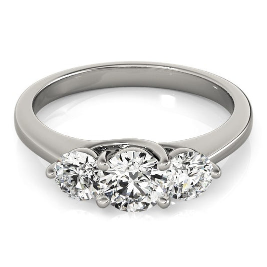 14k White Gold Classic 3 Stone Round Diamond Engagement Ring (1 cttw) 