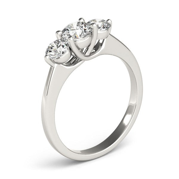 14k White Gold Classic 3 Stone Round Diamond Engagement Ring (1 cttw) 