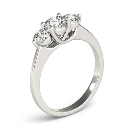 14k White Gold Classic 3 Stone Round Diamond Engagement Ring (1 cttw) 