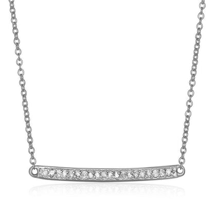 14k White Gold Necklace with Gold and Diamond Bar (1/10 cttw) 