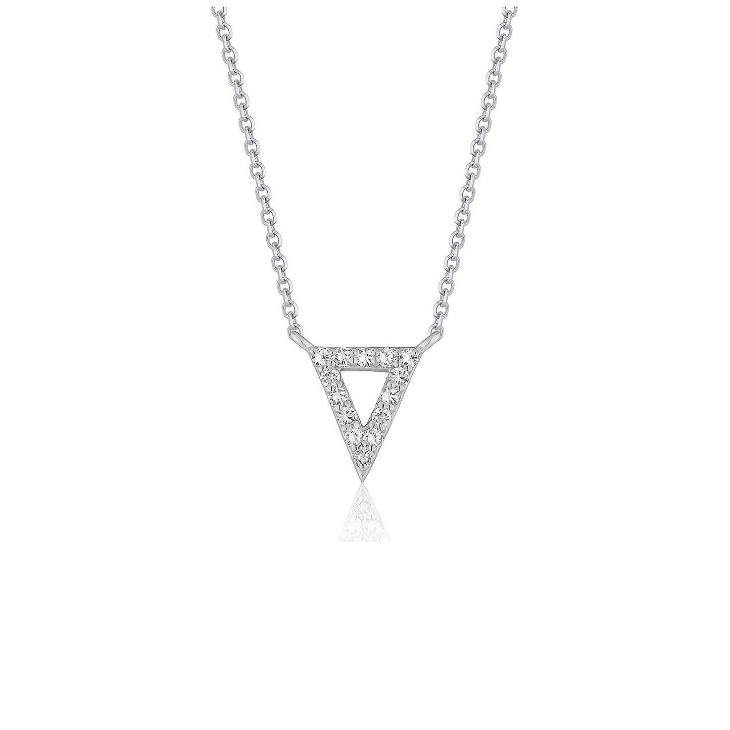 Diamond Inverted Triangle Pendant in 14k White Gold 