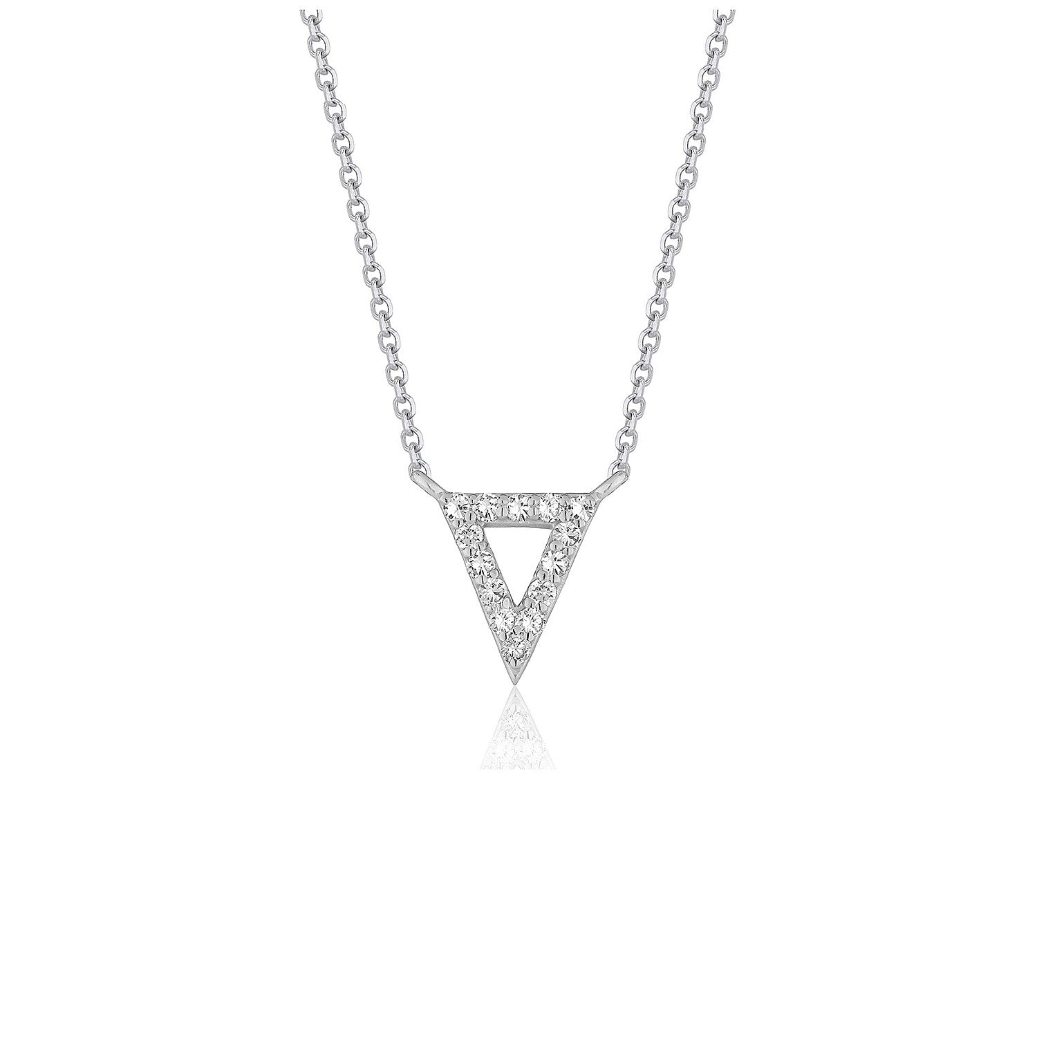 Diamond Inverted Triangle Pendant in 14k White Gold 