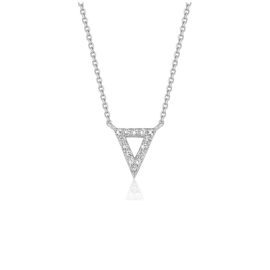 Diamond Inverted Triangle Pendant in 14k White Gold 