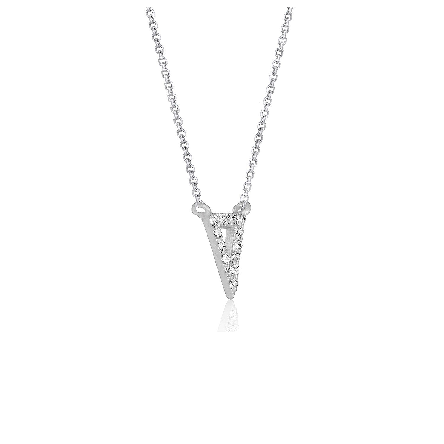 Diamond Inverted Triangle Pendant in 14k White Gold 