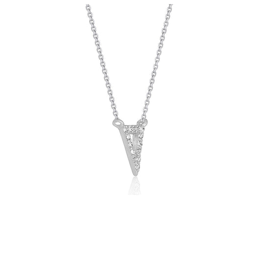 Diamond Inverted Triangle Pendant in 14k White Gold 