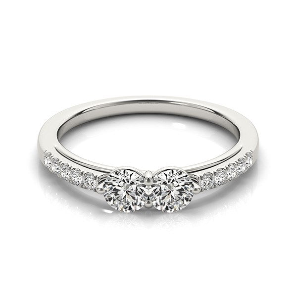 14k White Gold Two Stone Round Diamond Ring (5/8 cttw) 