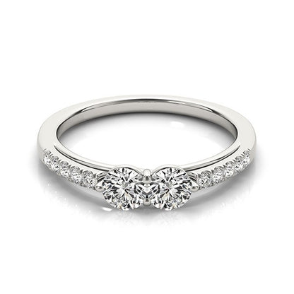 14k White Gold Two Stone Round Diamond Ring (5/8 cttw) 