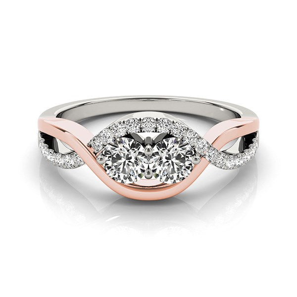 14k White And Rose Gold Infinity Style Two Stone Diamond Ring (5/8 cttw) 
