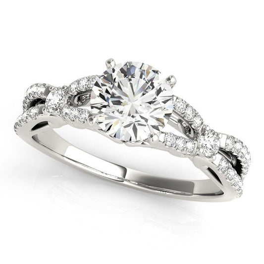 14k White Gold Diamond Engagement Ring with Multirow Split Shank (1 1/4 cttw) 