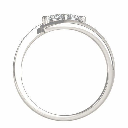 14k White Gold Round Two Stone Common Prong Diamond Ring (1/2 cttw) 