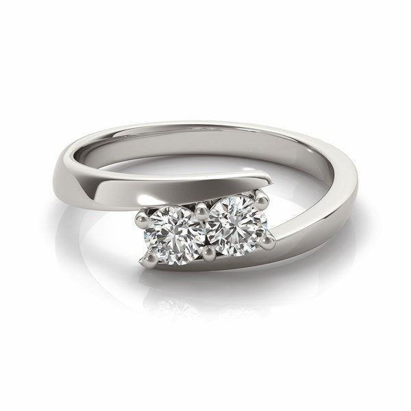 14k White Gold Round Two Stone Common Prong Diamond Ring (1/2 cttw) 