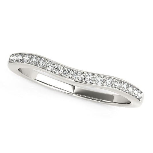 14k White Gold Curved Diamond Wedding Ring (1/4 cttw) 