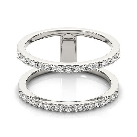 14k White Gold Dual Band Design Ring with Diamonds (1/3 cttw) 
