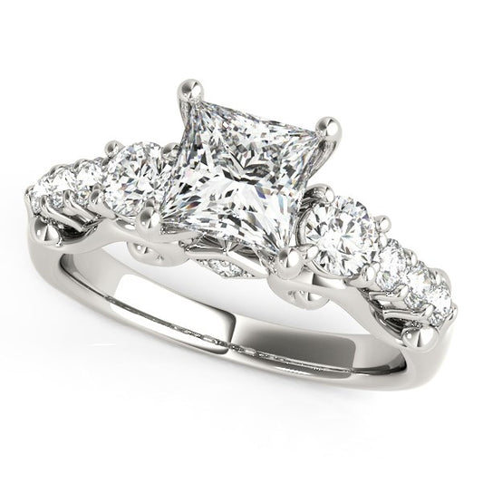 14k White Gold 3 Stone Antique Design Diamond Engagement Ring (1 3/4 cttw) 