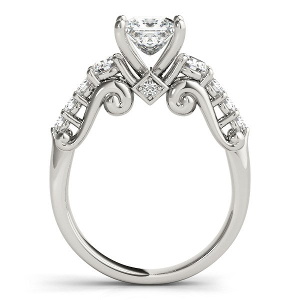 14k White Gold 3 Stone Antique Design Diamond Engagement Ring (1 3/4 cttw) 