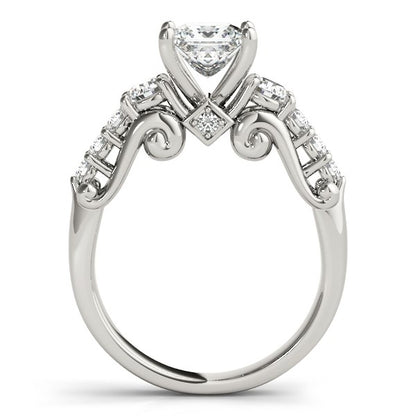 14k White Gold 3 Stone Antique Design Diamond Engagement Ring (1 3/4 cttw) 