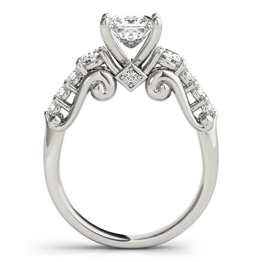 14k White Gold 3 Stone Antique Design Diamond Engagement Ring (1 3/4 cttw) 