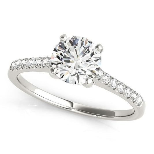 14k White Gold Single Row Scalloped Set Diamond Engagement Ring (1 1/8 cttw) 