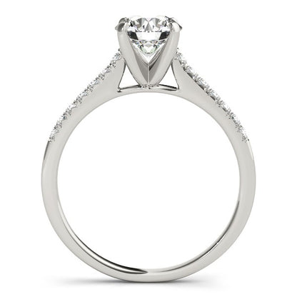 14k White Gold Single Row Scalloped Set Diamond Engagement Ring (1 1/8 cttw) 