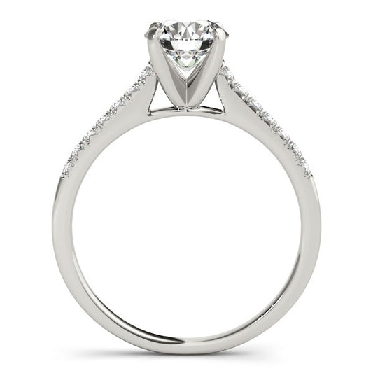 14k White Gold Single Row Scalloped Set Diamond Engagement Ring (1 1/8 cttw) 