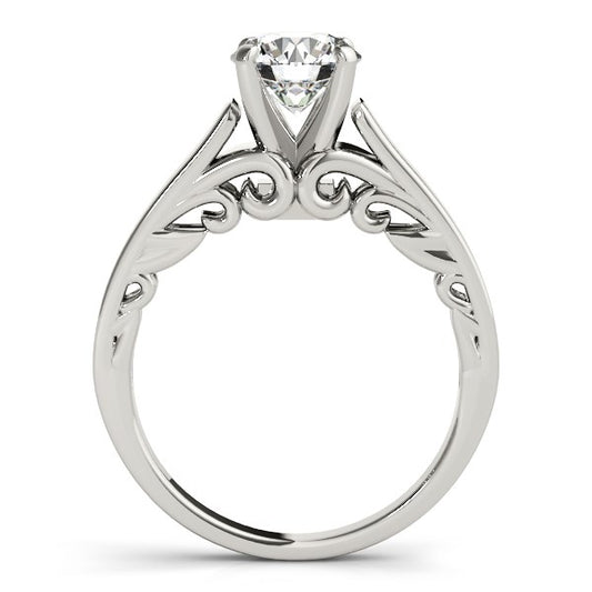14k White Gold Antique Style Solitaire Round Diamond Engagement Ring (1 cttw) 