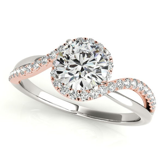 14k White And Rose Gold Bypass Band Diamond Engagement Ring (1 1/8 cttw) 