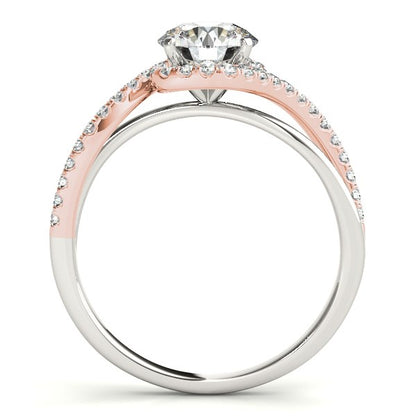 14k White And Rose Gold Bypass Band Diamond Engagement Ring (1 1/8 cttw) 