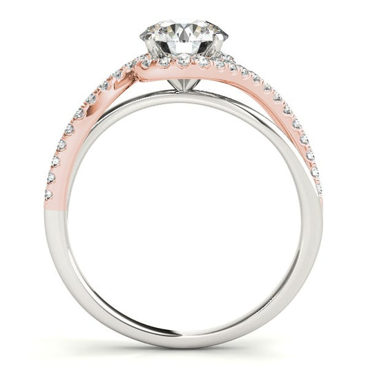 14k White And Rose Gold Bypass Band Diamond Engagement Ring (1 1/8 cttw) 