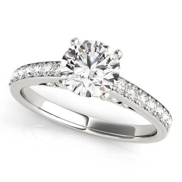 14k White Gold Single Row Prong Set Diamond Engagement Ring (1 3/8 cttw) 