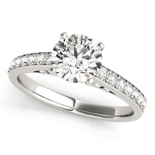 14k White Gold Single Row Prong Set Diamond Engagement Ring (1 3/8 cttw) 
