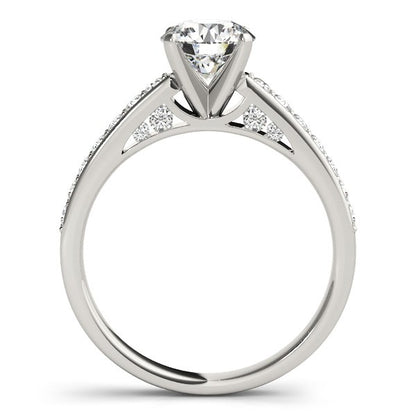 14k White Gold Single Row Prong Set Diamond Engagement Ring (1 3/8 cttw) 