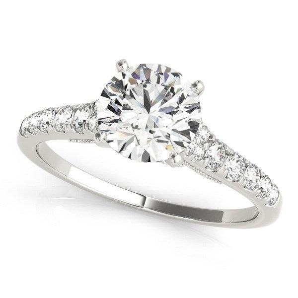 14k White Gold Diamond Engagement Ring With Single Row Band (1 3/4 cttw) 