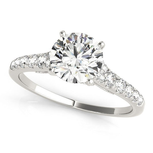 14k White Gold Diamond Engagement Ring With Single Row Band (1 3/4 cttw) 