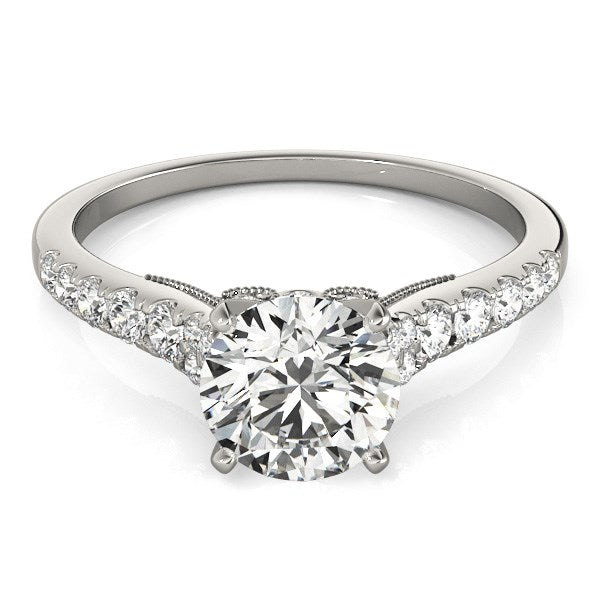 14k White Gold Diamond Engagement Ring With Single Row Band (1 3/4 cttw) 