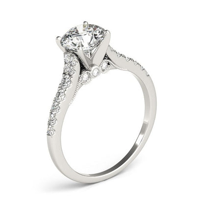 14k White Gold Diamond Engagement Ring With Single Row Band (1 3/4 cttw) 
