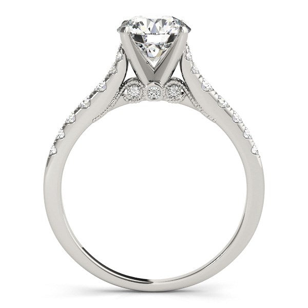 14k White Gold Diamond Engagement Ring With Single Row Band (1 3/4 cttw) 